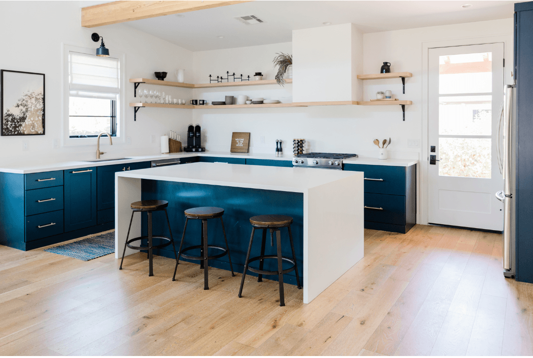 Kitchen Remodeling Trends 2024 - clean modern kitchen with floating shelves