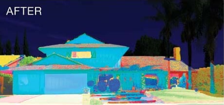 Heat Map Showing Cooler Walls on a House exterior after application of Cool Life on home