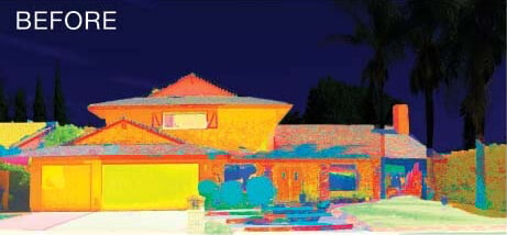 Heat Map Before Exterior Coating Job showing Red with Means House is Hot