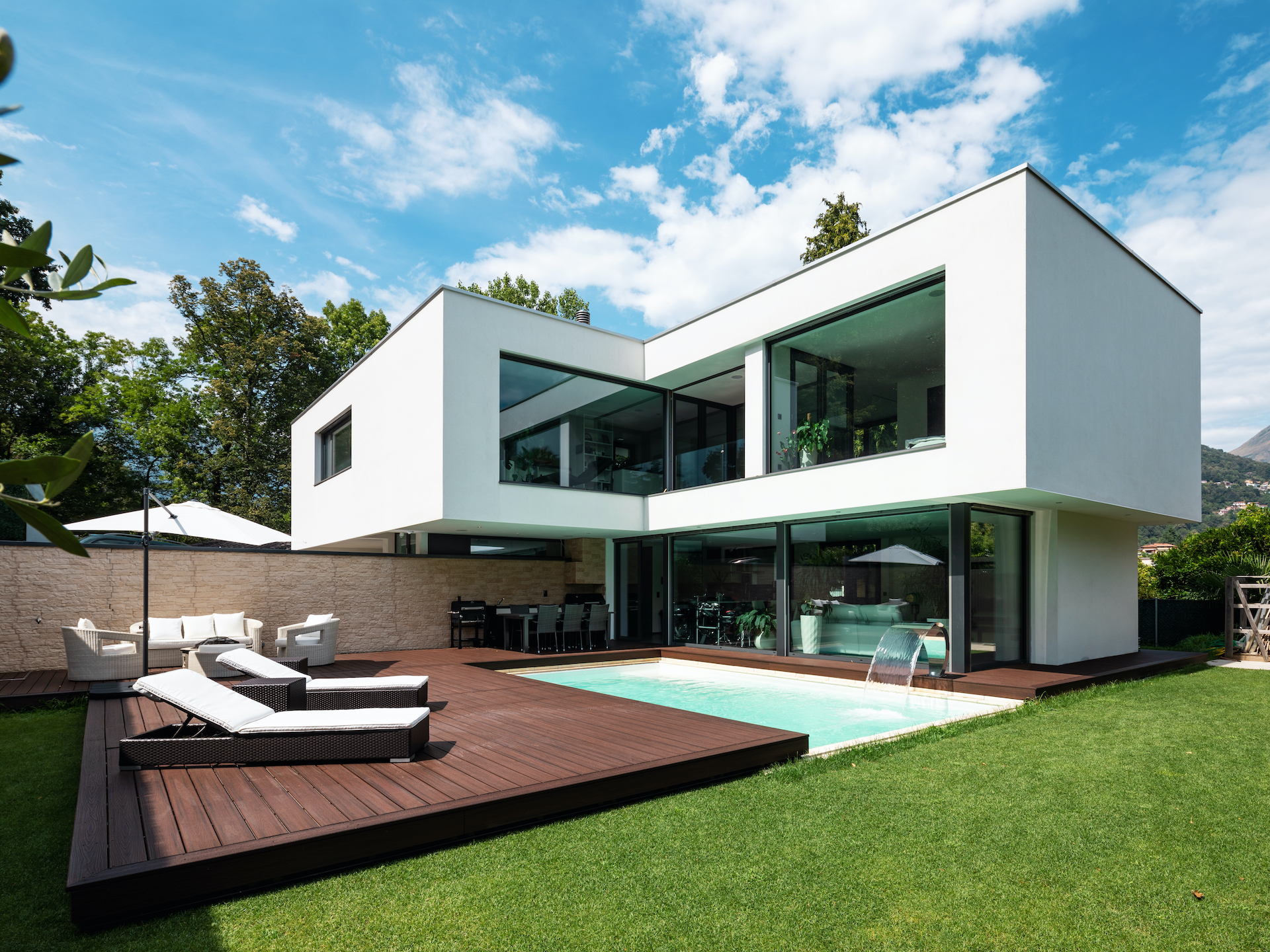 Decking in backyard of a home
