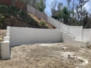 Cinder Block Retaining Wall with Finish