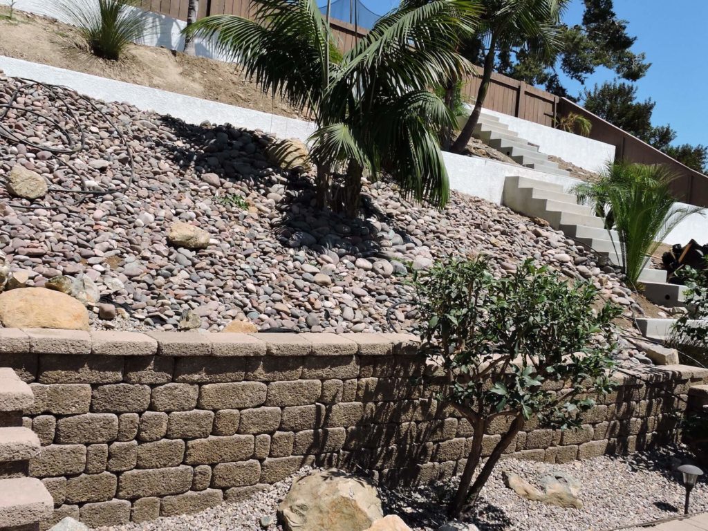 Stone and Cinder Block Retaining Walls