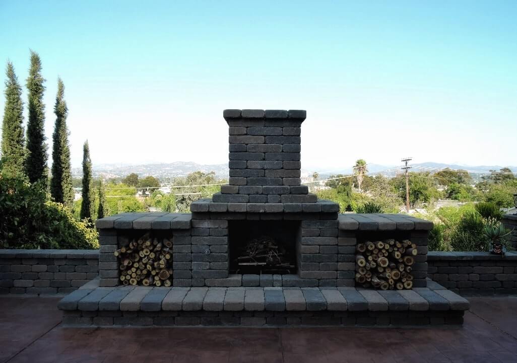 Project Custom Outdoor Fireplace, Concrete & Wall in El Cajon