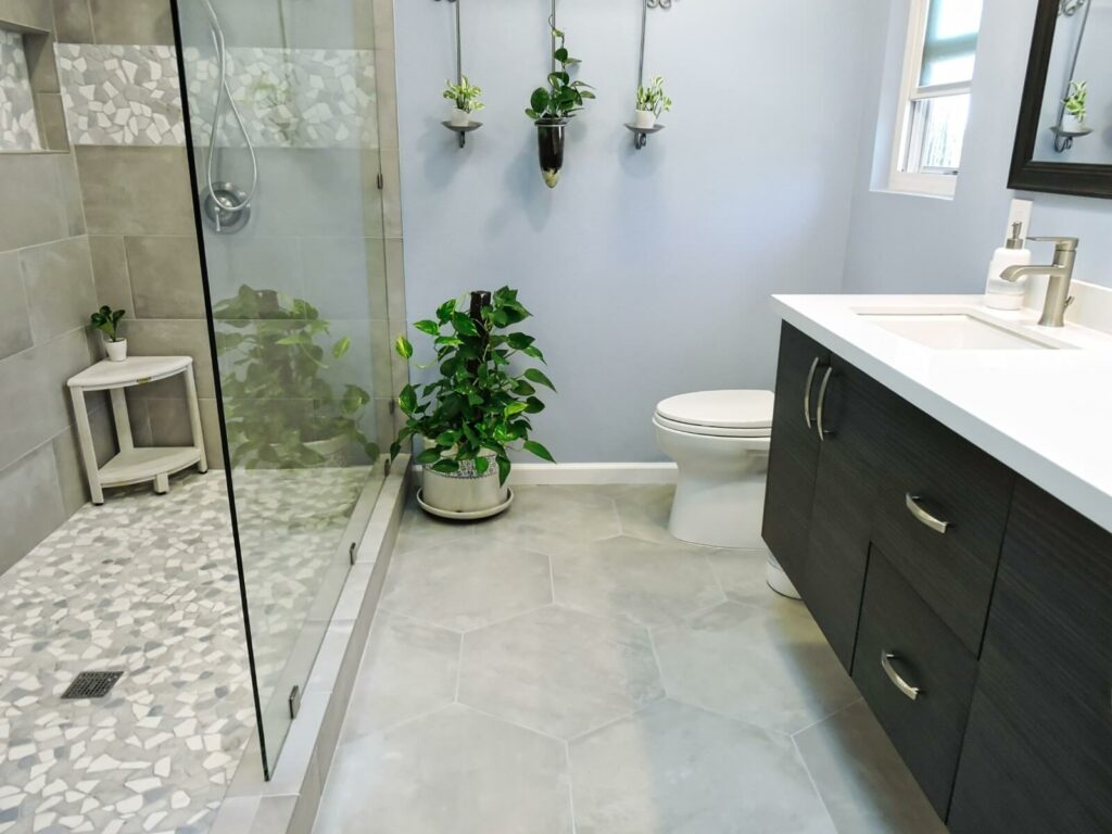 Rancho Penasquitos Bathroom Remodel with Glass Sliding Shower Doors