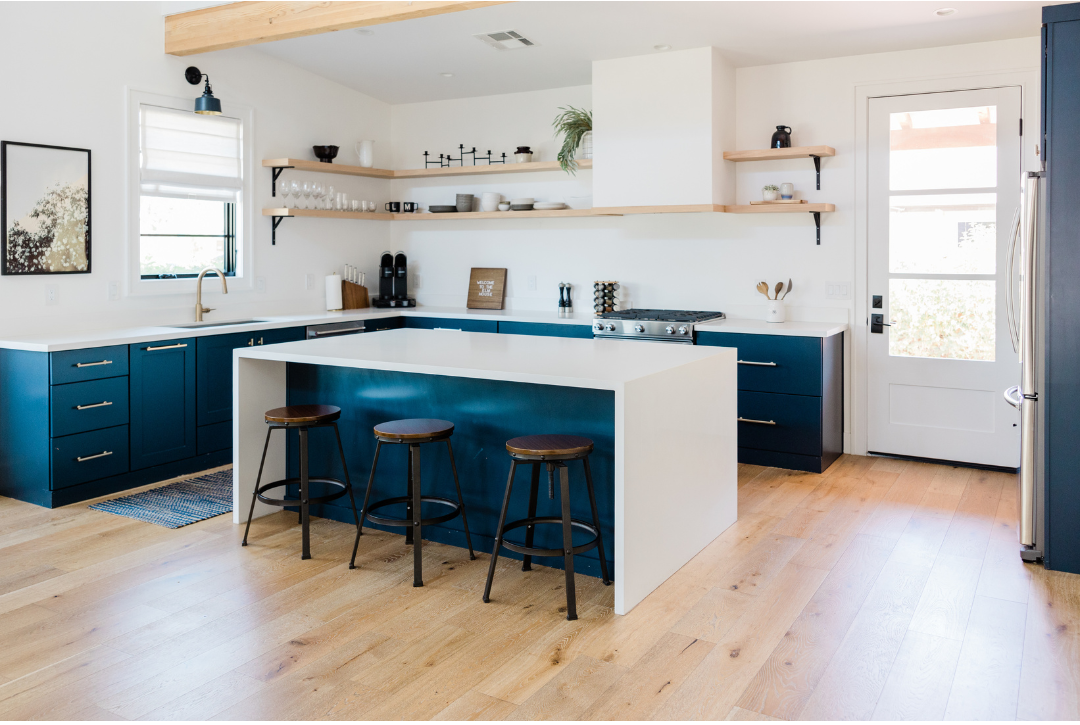 Kitchen Remodeling Trends 2024 - clean modern kitchen with floating shelves