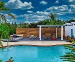 Deck-Outdoor-Kitchen-Pool-Casita-Custom-Redwood-Fence-San-Diego-92128