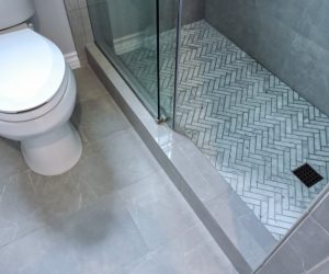 Herringbone Tiled Shower Pan