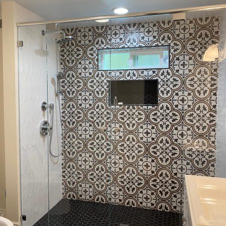 Shower with Nice Pattern Tile