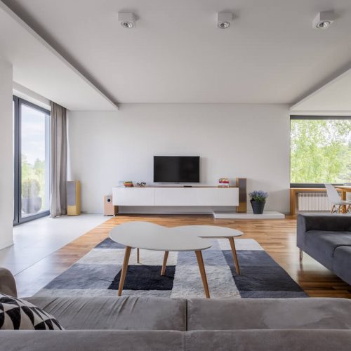 San Diego Granny Flat Construction. Flats interior view designed with large windows and white walls